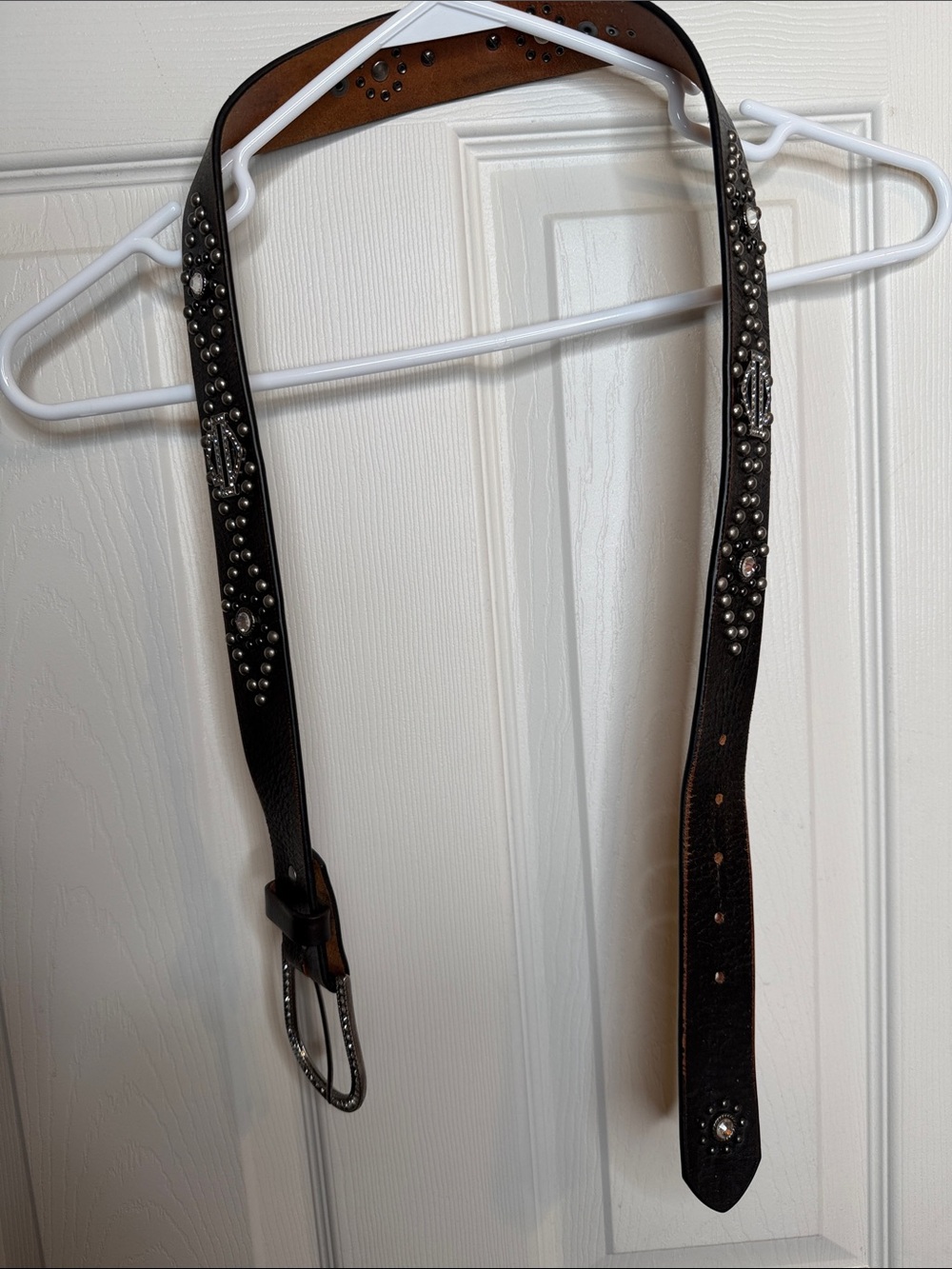 Harley-Davidson Black Studded Leather Belt with Silver Accents